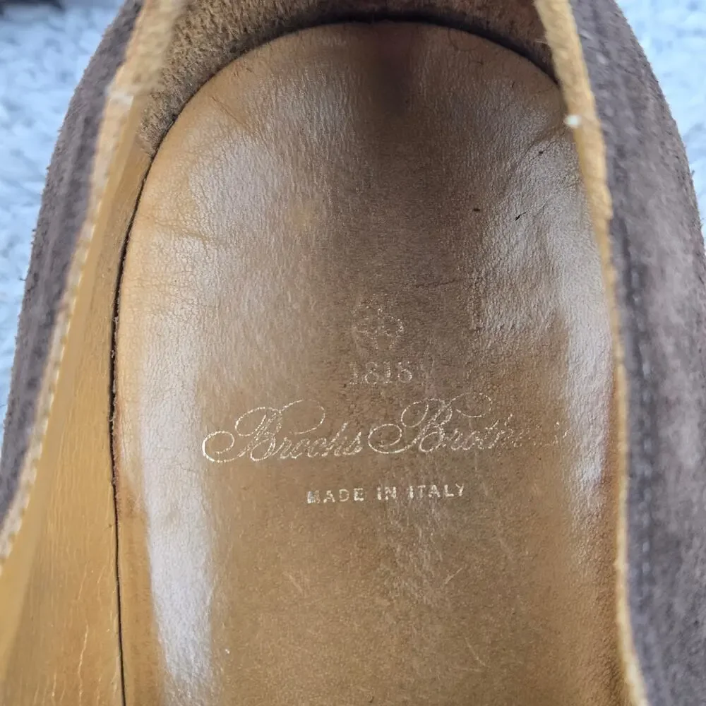Brooks Brothers Men 10.5D Brown Nubuck Suede Plain Toe Derby Oxford Dress Shoe